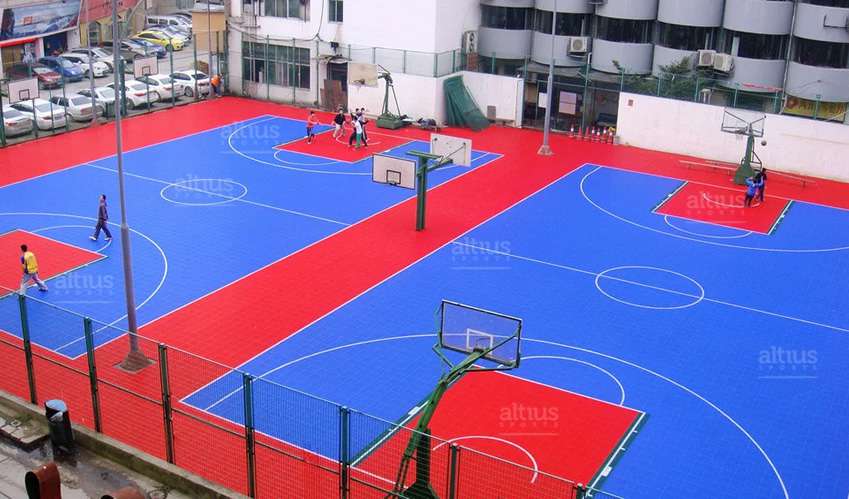 two acrylic basketball courts