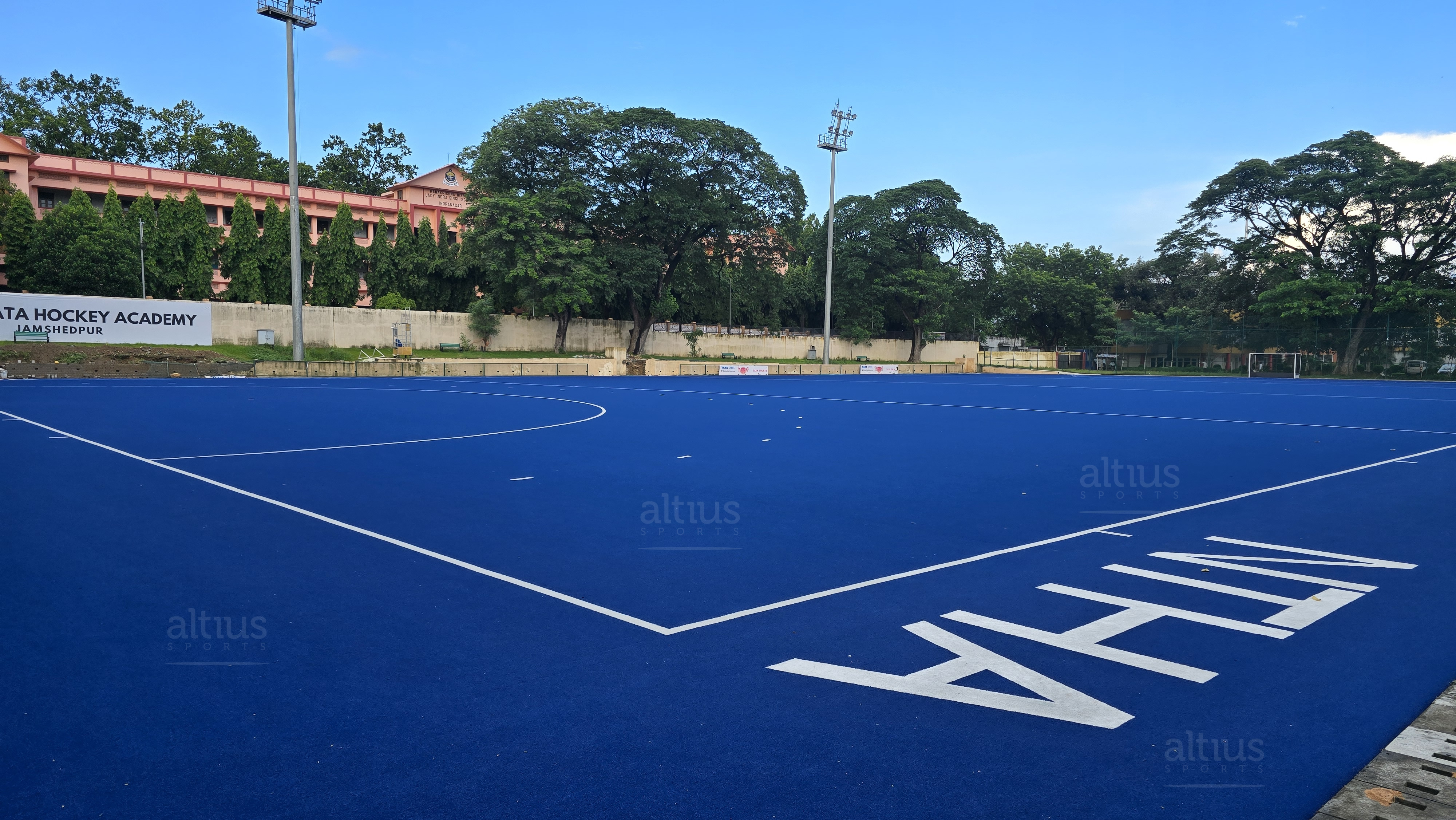 hockey match in stadium pitch